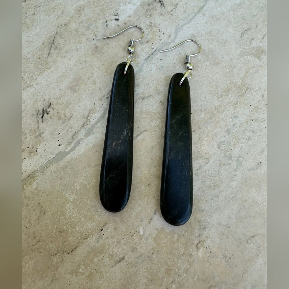 Pounamu Drop Earrings, drop earrings · kawakawa pounamu, handcrafted pounamu